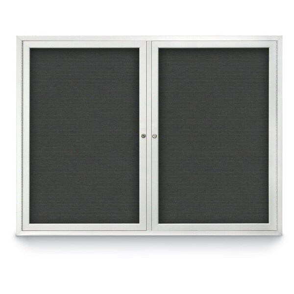 48"x36" 2-Door Enclosed Outdoor Letterboard, Grey Felt/Satin